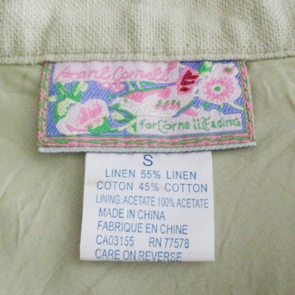 APRIL CORNELL Celery Green Linen/Cotton Embellished Skirt - Picture 5 of 5